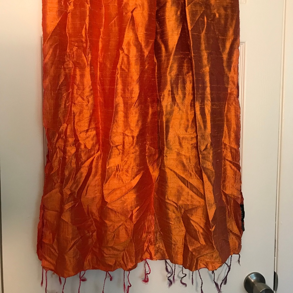 Basile orange/red silk scarf